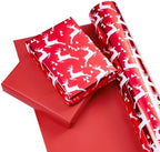 WRAPAHOLIC 30 Inch Jumbo Reversible Red Christmas Wrapping Paper - 30 Inch x 100 Feet Jumbo Roll Reindeer Wrapping Paper and Solid Red Design with Metallic Foil Shine for Christmas, Holiday, Party - Image 2