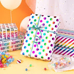 WRAPAHOLIC 30 Inch Birthday Wrapping Paper Roll - Colorful Foil Happy Bday Design for Birthday, Wedding, Baby Shower - 4 Rolls - 30 inch x 120 inch Per Roll - Image 4