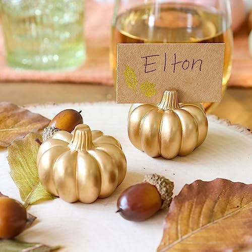 Kate Aspen 12pcs Fall Decor Gold Pumpkin Place Card Holder, Place Settings, Perfect for Thanksgiving Table Decor, Fall Themed Weddings, Bridal Brunches (Place Cards Included) - Image 7