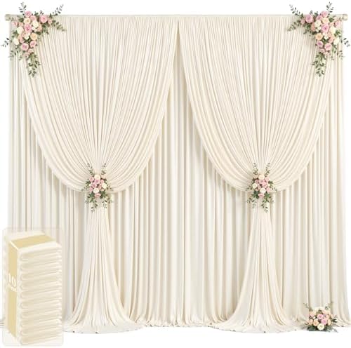 50ft x 12ft Champagne Backdrop Curtains Wrinkle Free Backdrop Curtain for Wedding Parties Fabric Backdrops Drapes Back Drop Cloth Bridal Shower Stage Curtains Wedding Decorations for Reception by Tao-GePartyDecorations