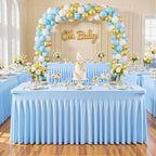 2 Pack Baby Blue Spandex Tablecloths for Rectangle Tables 8 Foot Blue Stretch Table Cloth Rectangle 8ft Elastic Fitted Table Cover with Skirt for Wedding Baby Shower Boy Birthday Party Banquet Buffet - Image 3