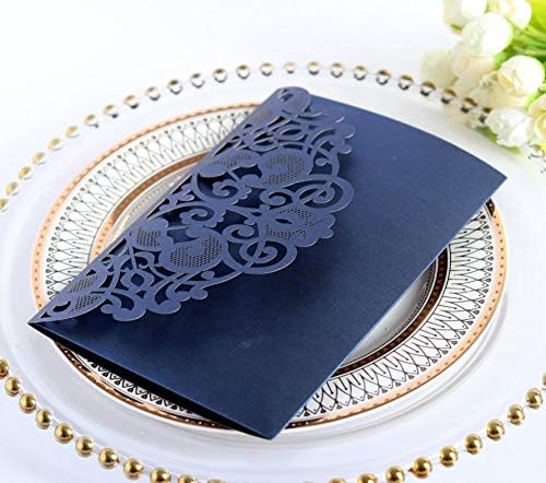 50PCS 3D Lace Flower Laser Cut Wedding Invitation Cards with Envelope Blank Inner Sheet Hollow Out Flower Shape Invitations for Wedding Quinceanera Birthday Shower Engagement Party 01 - Image 4