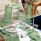28 Pack Sage Green Cheesecloth Table Runner 17x108 Inch Semi Sheer Boho Gauze Cheese Cloth Fabric Table Runners, for Wedding Party Baby Shower Birthday Home Decor Garden Farmhouse - Image 5