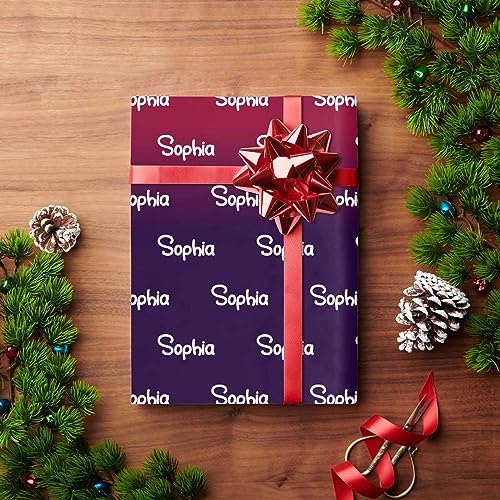 MyPupSocks Customized Name Gift Wrapping Paper, Personalized Gradient Red And Black Gift Wrap Paper with Logo Custom Funny Wrapping Paper Roll for Men Women Christmas 58x23 Inches 3 Rolls - Image 4
