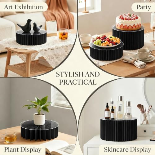 Foldable Cake Stand, Reusable Buffet Risers with Acrylic Tops, 6 Pcs, Black - Image 5