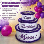 Anderson's White & Purple Personalized Pop-Out Birthday Cake, Life-Size Faux Cake with Script Font, Custom Name, Surprise Reveal Prop for Milestone Parties, Photo Ops, Store or Business Events - Image 6
