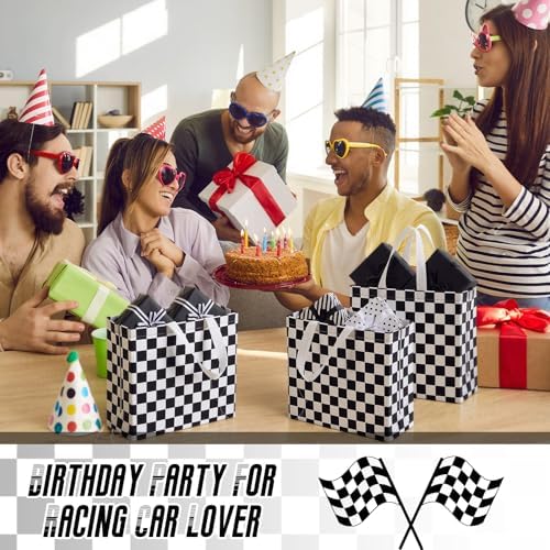 Abbylike 30 Pcs Checkered Racing Gift Bags Bulk, Large Reusable Tote Bags - Image 3