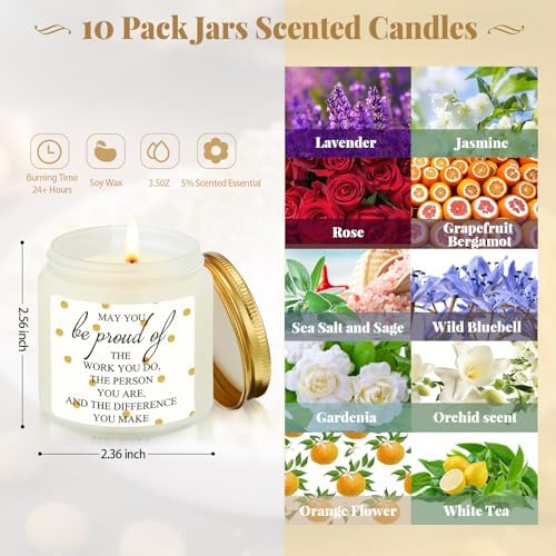 Fumete 50 Pcs Thank You Candles Bulk 10 Scents for Women, White - Image 2