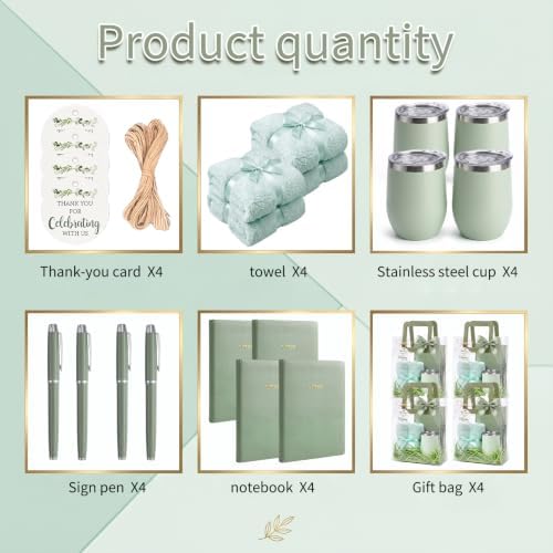 4 sets Baby Shower Prizes for Game Winners Baby Shower Favors Gifts including 12 oz Coffee Cups Notebooks Towels Pens Thank You Cards Raffia Gift Bags - Image 3