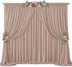 20ft x 10ft Taupe Backdrop Curtain Drapes, Wrinkle-Free Sheer Chiffon Fabric Photo Backdrop Panels for Wedding Arch Party Ceremony Stage Photo Backgrounds by WishCare
