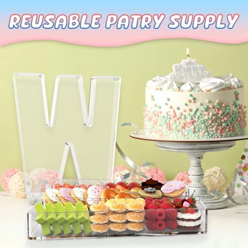 13.8" Extra Large Acrylic Letter Charcuterie Board Box, Reusable Fillable Letter Cake Candy Dish Display Serving Tray for Birthday Anniversary Party Decoration (W) - Image 5