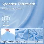 4 pk Baby Blue Spandex Tablecloth 6ft with Ruffle Skirt, Wrinkle Free High Stretch Fitted Tablecloths for 6 Foot Rectangle Tables, Blue Eastic Spandex Table Covers 6ft for Parties Banquet Weddings - Image 5