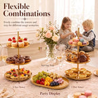 Metal 3 Tier Cupcake Stands Display, Removable Tray with Swing,Gold - Image 2