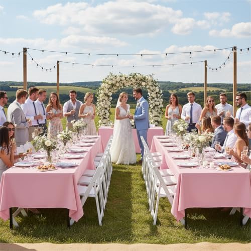 sancua Pink Tablecloths Rectangle, 8 Pack Table Cloth for 6 Foot Tables - Image 4