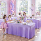 gogoparti 4 Pack Spandex Purple Fitted Table Cloth for 8ft Rectangle Tables Purple Stretch Tablecloth Table Covers Skirt Banquet Wrinkle Free Tablecloths for Parties Wedding - Image 3