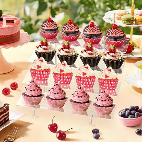 4 Tier Acrylic Display Riser Stand, Clear Perfume Organizer, Cupcake Stand - Image 3