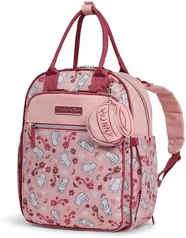 Disney Diaper Bag Backpack with Changing Pad Winnie the Pooh – 16” Nylon Baby Bag for Parents, Insulated Bottle Holders, Multiple Storage Pockets by Disney