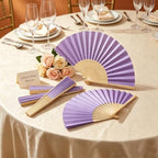 Paper Hand Fans, 8.3 Inch Foldable Handheld Fans for Wedding Favors, Party Decorations, Bridal Shower, Baby Shower, Summer Cooling, Decoration Fan(Purple-50) - Image 4