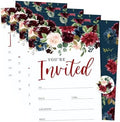 Whaline 25 Sets Flower Invitations with Envelopes Stickers Watercolor Floral Leaves Invitation Cards Blank Invites for Wedding Bridal Baby Shower Birthday Dinner Party, 5 x 7 Inch (Pack of 4) by Whaline