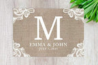 Andaz Press Custom Personalized Disposable Paper Placemats, 12 x 18 Inch, Set of 25, Rustic Burlap Lace Monogram, Tableware, Dining, Tabletop, Table Setting for Wedding, Bridal Shower - Image 2