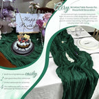 Emerald Green Boho Cheesecloth Table Runner 12 Pack 17x108 Inch Sheer Gauze - Image 7