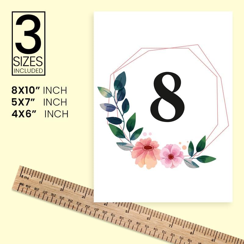 Blush Floral Design Table Number Cards Double Sided Party Table Numbers for Reception Baby Shower Anniversary Birthday Bridal Party 5x7 100 Pcs - Image 4