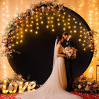 7.2 FT Black Round Backdrop Cover with Lights String for Circle Arch Stand Circle Backdrop Covers with LED Fairy Lights for Wedding Arch Baby Shower Birthday Party Photo Shoot Photography Background - Image 4