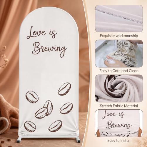 Tingjoo 3 Pcs Love is Brewing Arch Backdrop Cover, 4/5/6ft - Image 3