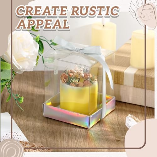 36 Set 3.5x3.5x4 in Candle Gift Package Transparent, Silver, 36 Set - Image 3