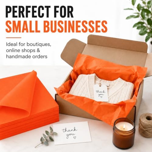 Qilery 500 Sheets Orange Tissue Paper Bulk for Gift Bags, 20 x 30 Inch - Image 6