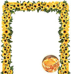 4 Pack Artificial Sunflower Garland Decor with Lights, Sunflower Vines Hanging Flowers Garland with Green Leaves, Fake Yellow Flower Vines Room Wedding Party Decoration(4 Pack) by BLEUMCADE