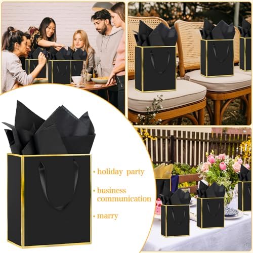 Epoesch 24 Pack Gift Bags with Handles & 24 Tissue Papers – 8x5x10 Inches - Image 6