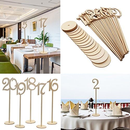 20pcs 1-20 Wooden Table Numbers with Holder Base for Wedding or Home Decoration (Wood Color) - Image 5