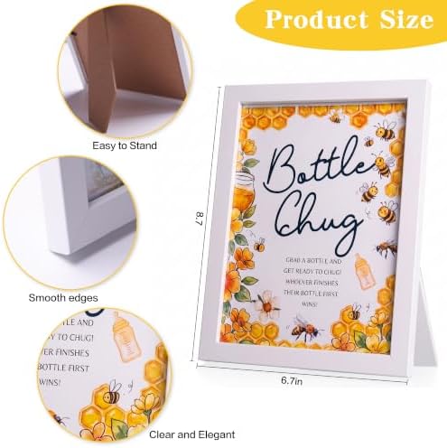 Funny Bottle Chug Baby Shower Drinking Game for 15 Guests, Includes 15 Pack 8.5oz Baby Bottles with Nipples & Standing Wood Framed Sign, Western Cowboy Baby Shower Favors & Party Activities(Yellow) - Image 2