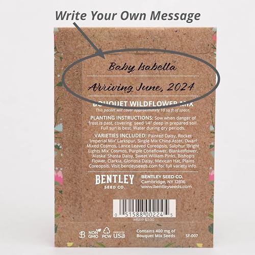 BENTLEY SEED CO. Oh Baby Flower Seeds Packets - Girl/Boy Baby Shower Favors - Pre-Filled, 25 Wildflower Seed Packs for Favor - Eco-Friendly Gift & Babys Guest Giveaways - Non-GMO Seeds - Brown - Image 4
