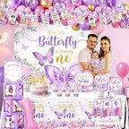 Butterfly First Birthday Decorations for Girl All-in-1 Butterfly Party Set - Image 2