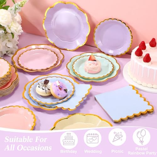 216 Pcs 72 Guests Pastel Plates and Napkins Party Supplies - Image 4
