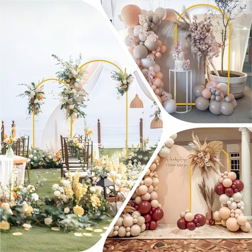 7.2FT Gold Metal Arch Backdrop Stand and White Arch Cover Set - Image 2