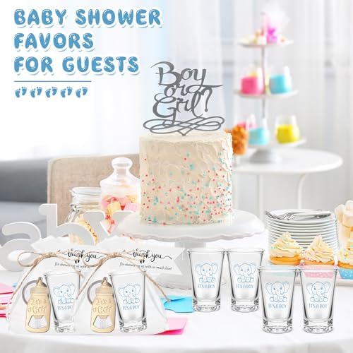 Vesici 20 Set Elephant Boy Baby Shower Favors for Guests Acrylic Shot Glasses Gold Bottle Opener Keychains Thank You Tags and Bags for Baby Shower Party Gender Reveal Party Guests Return Gift - Image 6