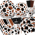 Potchen 452 Pcs Cow Plates Napkins Party Supply, Brown by Potchen