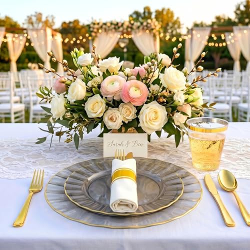 Glowserve 350 PCS Scalloped Plastic Plates Dinnerware Set for 50 guests - Image 7