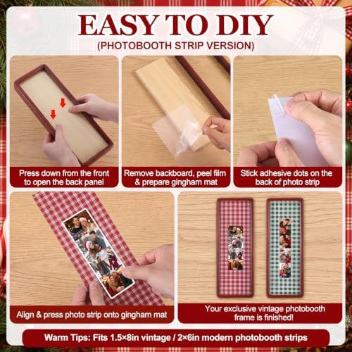Lineshading 2 Pcs Wood Photo Strip Frames 12×4 Inch, Red Green Plaid - Image 4