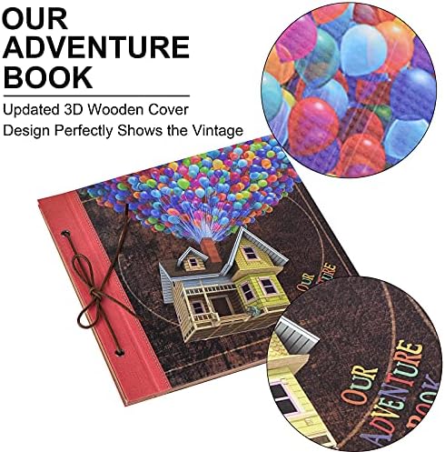 Scrapbook Photo Album, Our Adventure Scrap Book, 12 Inches by Inches Embossed Words Hard Cover Movie Up Travel Scrapbook for Anniversary, Wedding, Travelling, Baby Shower, etc (Scrapbook-Balloon) - Image 4