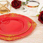 Nervure 175Pcs Red Plastic Plates, Disposable Party Plates for 25 Guests - Image 2