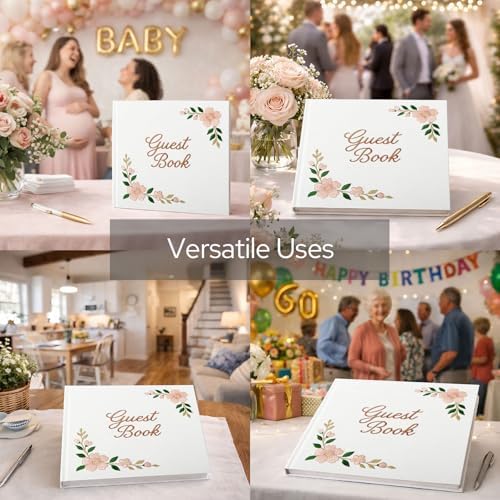 FEELOVE Wedding Guest Book with Embroidered Cover - 8.2" x 8.2" Elegant Guest Book for Party, Wedding Reception, Bridal Shower, Memorial, and Anniversary - Image 7