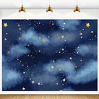 Stars Backdrop Night Sky Backdrop Twinkle Little Star Photography Background Blue Themed Happy 1st Birthday Party Banner Newborn Baby Shower Child Kids Portrait Photo Studio Props 8x6FT Vinyl by Unknown