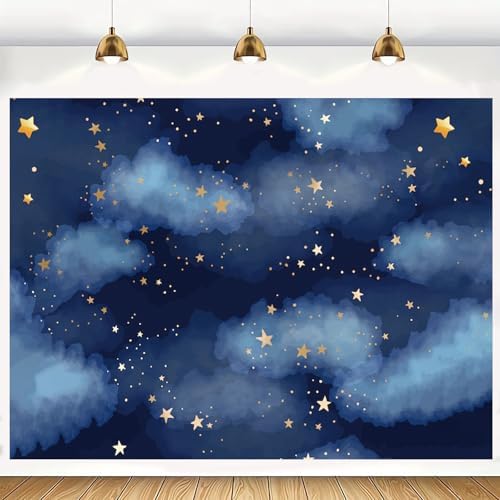 Stars Backdrop Night Sky Backdrop Twinkle Little Star Photography Background Blue Themed Happy 1st Birthday Party Banner Newborn Baby Shower Child Kids Portrait Photo Studio Props 8x6FT Vinyl by Unknown