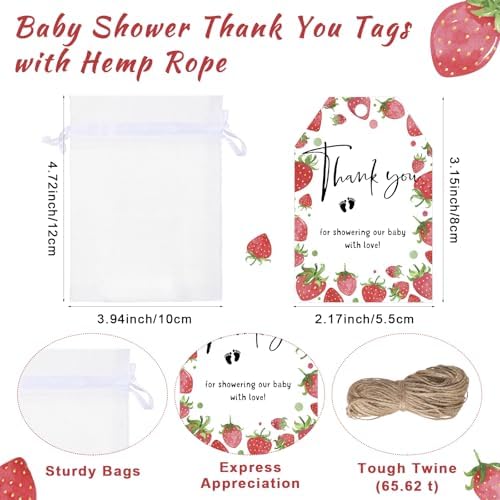 50 Sets Baby Shower Favors Shot Glasses Keychain Gifts, Strawberry, Red - Image 4