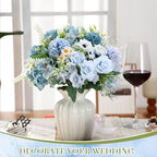 Tigeen 6 Bundles Artificial Flowers Bouquet for Wedding, Blue - Image 3