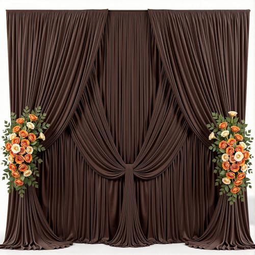 30x15ft Brown Backdrop Curtains for Parties Wedding Photo Wrinkle Free by Suppromo
